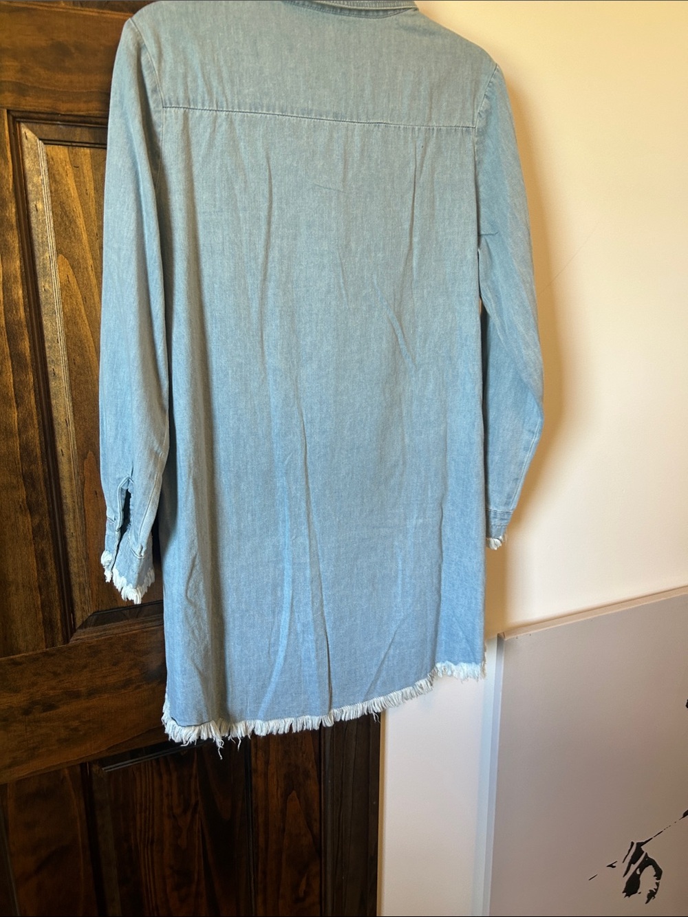 Light Wash Denim Tunic Shirt Dress - Blue - Picture 10 of 11